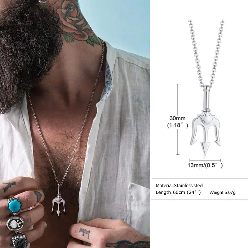 Neptune Trident Pendant Necklace