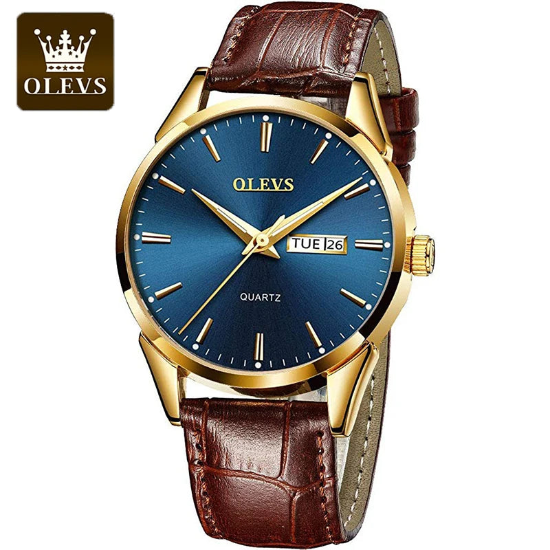 Mens Leather Strap Quartz Watch