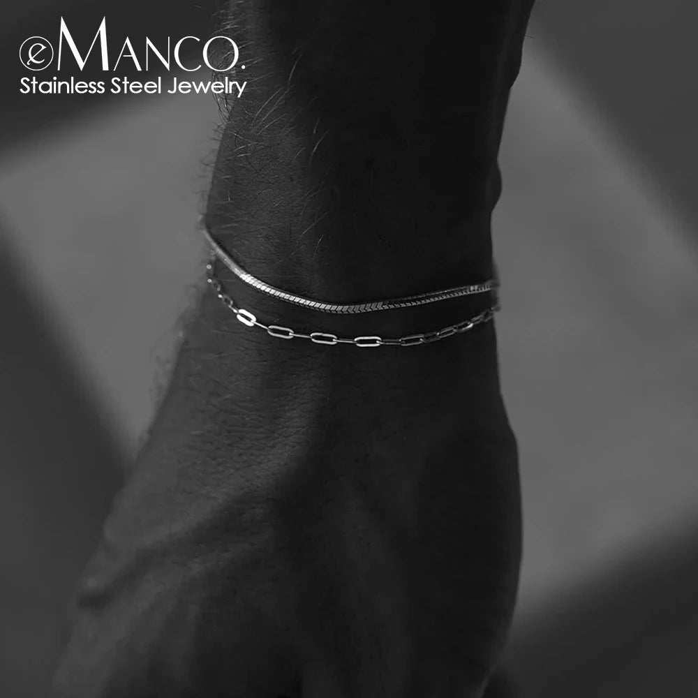 eManco Stainless Steel Paperclip Chain Bracelet