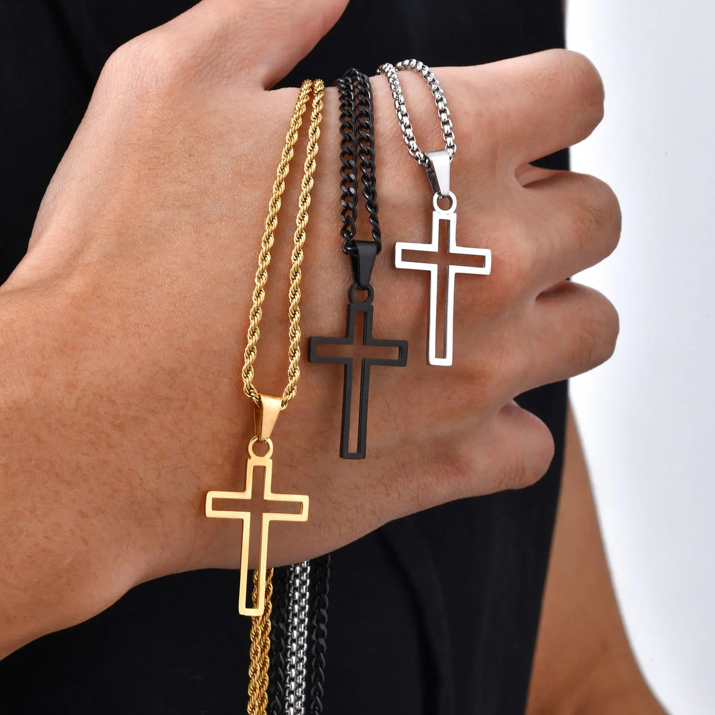 Cutout Cross Pendant Necklace