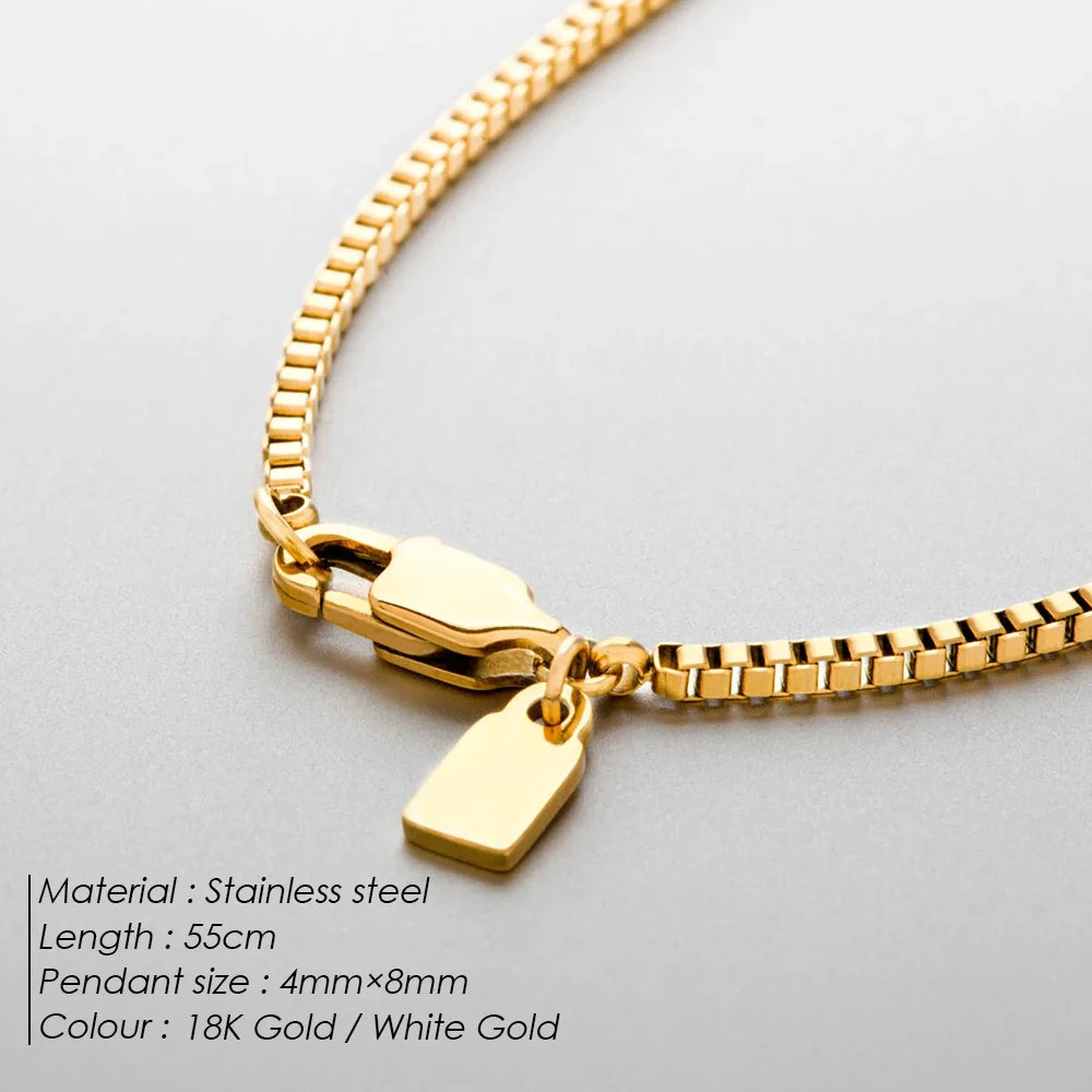 eManco Stainless Steel Box Chain Necklace