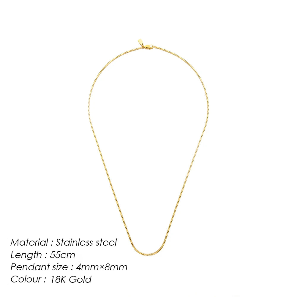 eManco Stainless Steel Box Chain Necklace