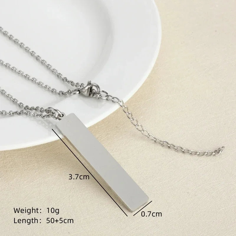 Geometric Rectangle Bar Pendant Necklace