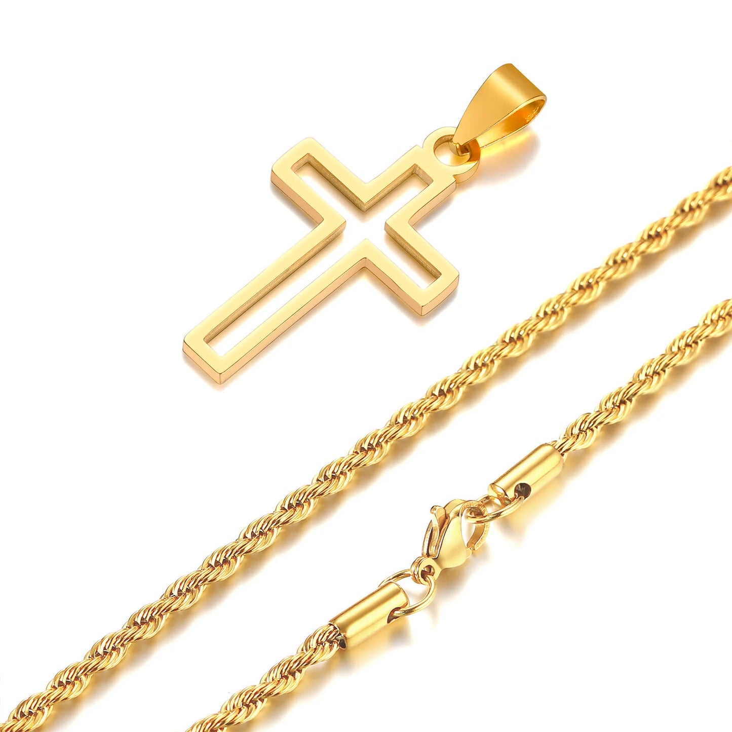 Cutout Cross Pendant Necklace