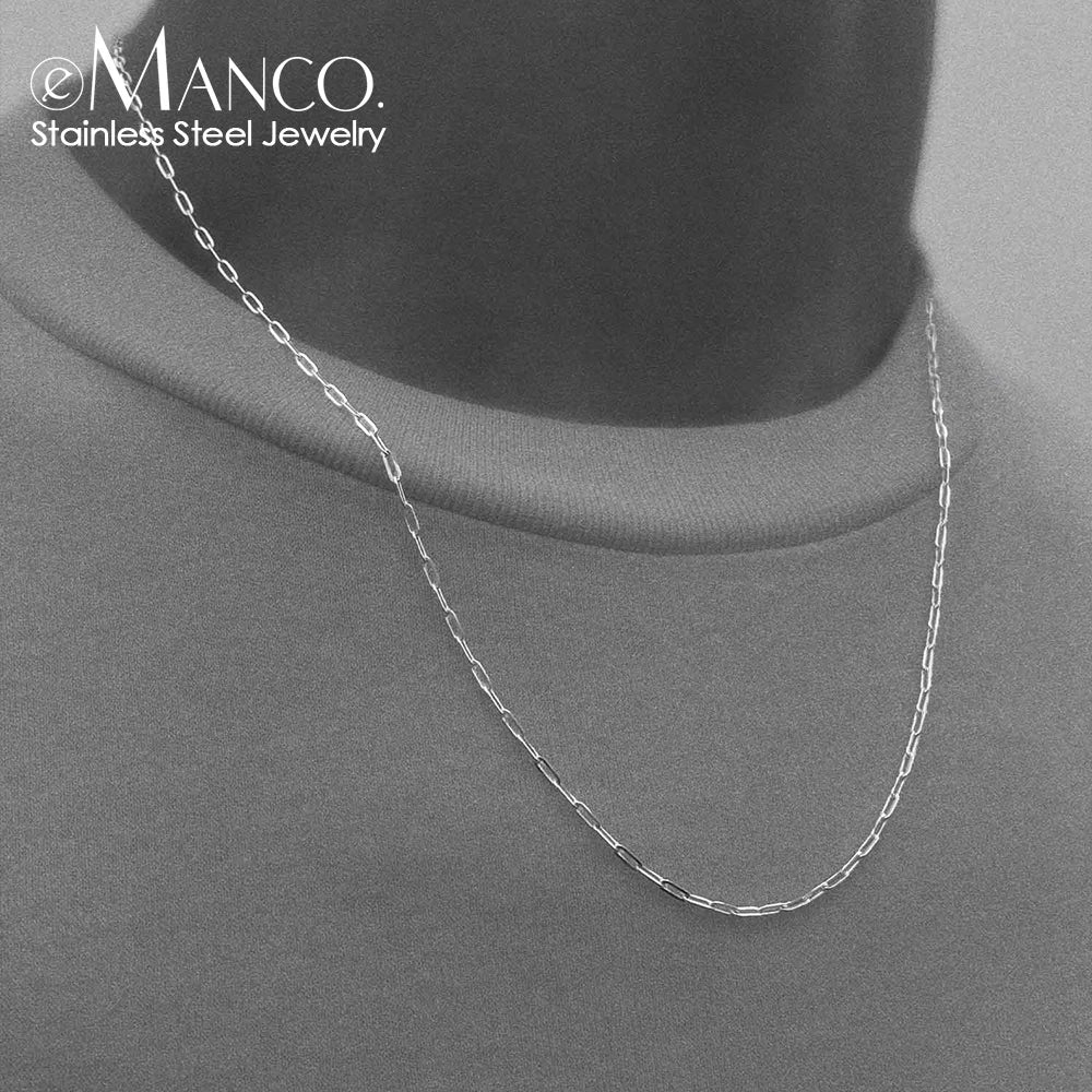 eManco Fashion Necklace 2MM Stainless Steel Paperclip Chain