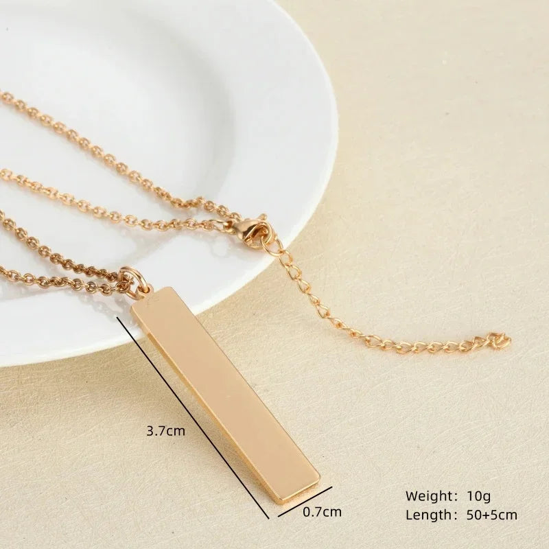 Geometric Rectangle Bar Pendant Necklace