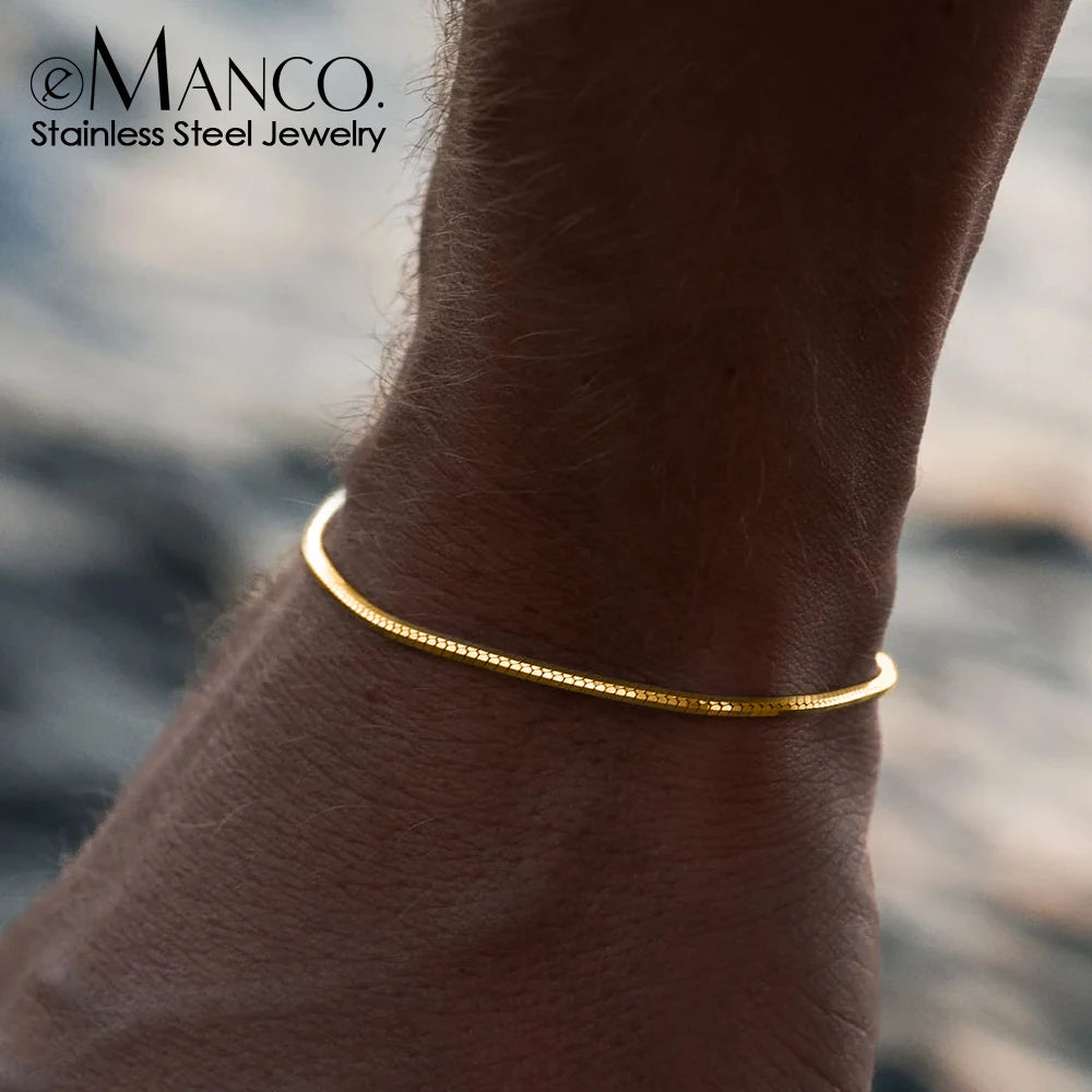 eManco Minimalist Octagonal Golden Chain Bracelet