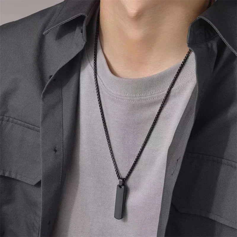 Geometric Rectangle Bar Pendant Necklace