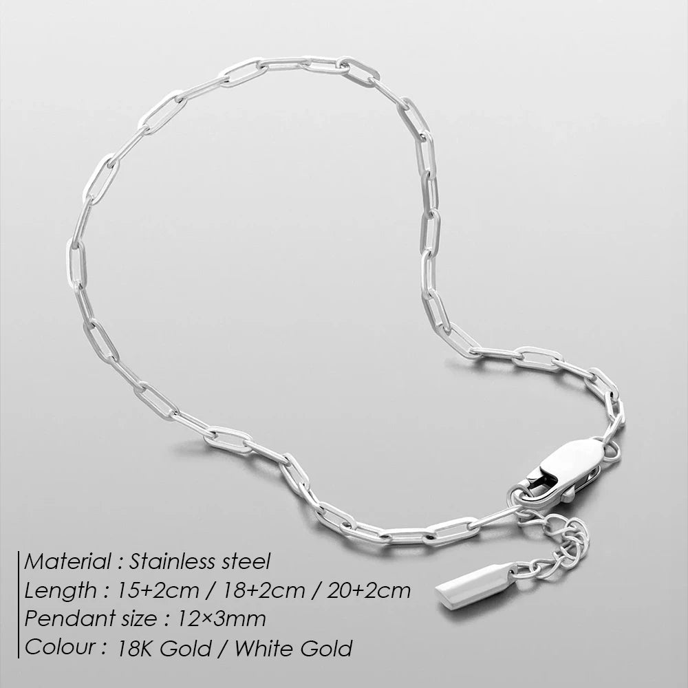 eManco Stainless Steel Paperclip Chain Bracelet