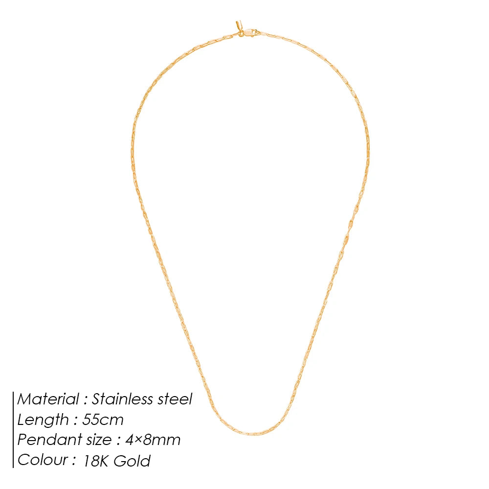 eManco Fashion Necklace 2MM Stainless Steel Paperclip Chain