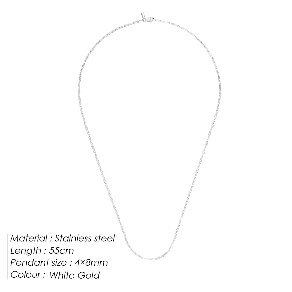 eManco Fashion Necklace 2MM Stainless Steel Paperclip Chain