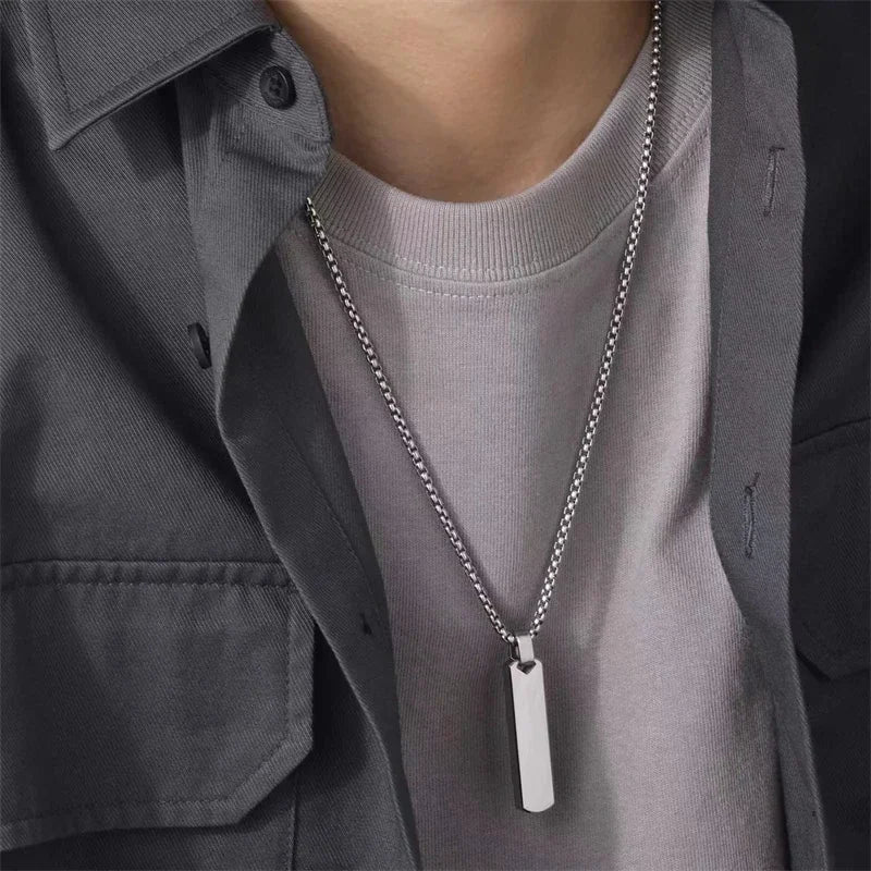 Geometric Rectangle Bar Pendant Necklace