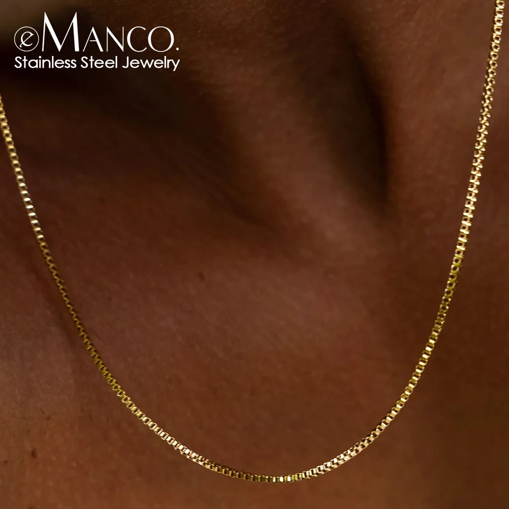 eManco Stainless Steel Box Chain Necklace